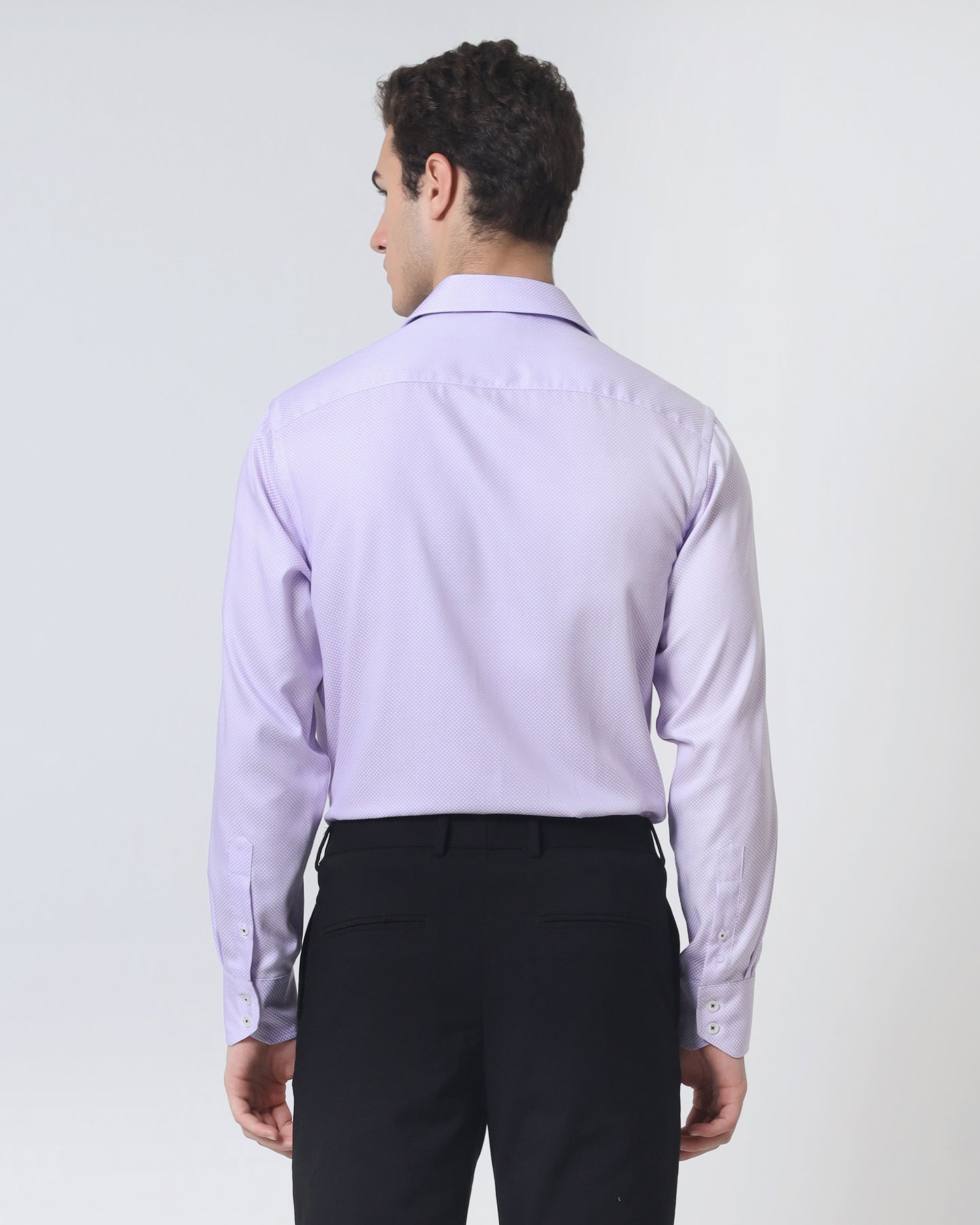 Quieti Lavender YD dot dobby, Long Sleeve Woven Shirt