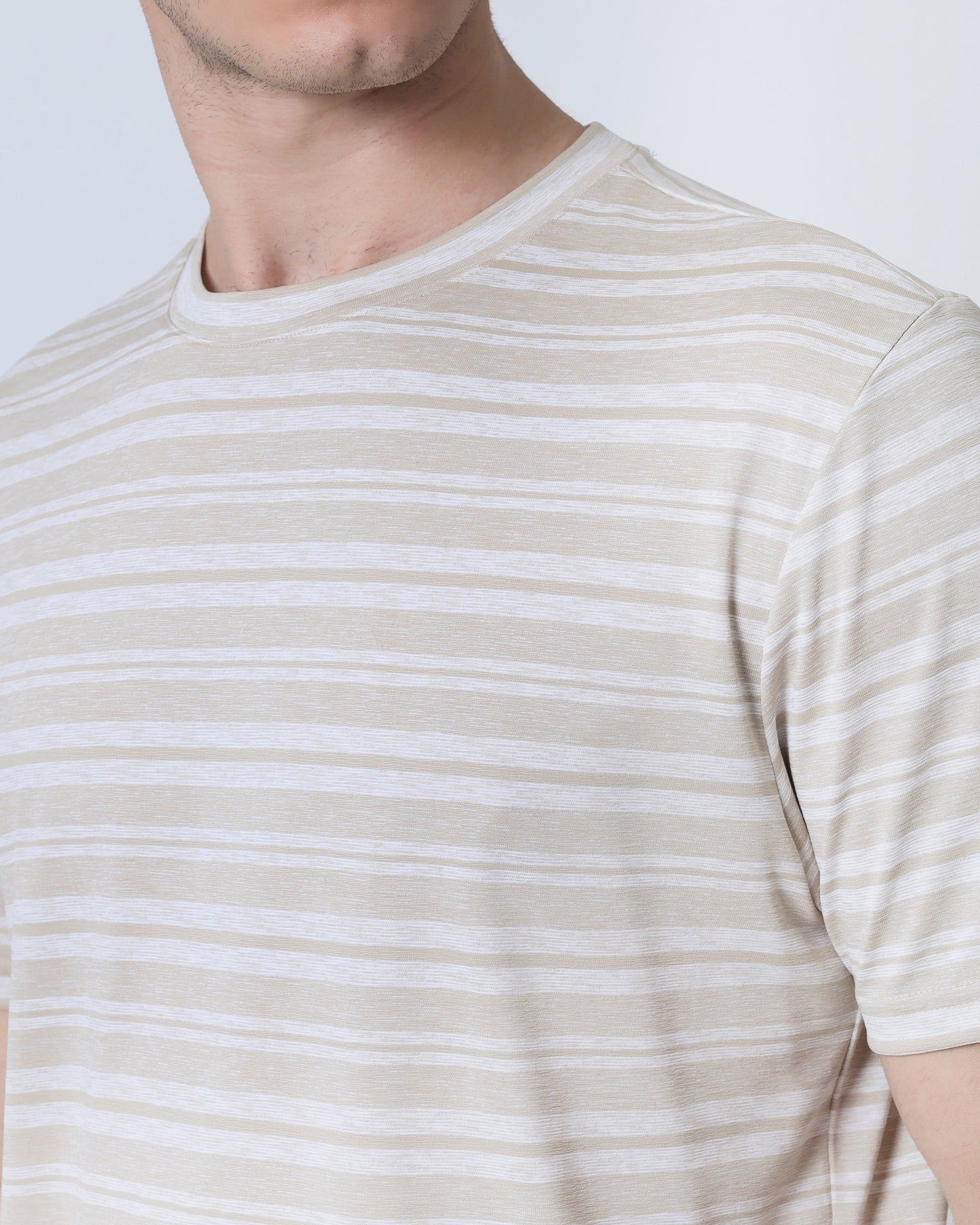 Quieti Performance Regular Fit, Rye Stripe Knit, Short Sleeve Crew Neck Tee