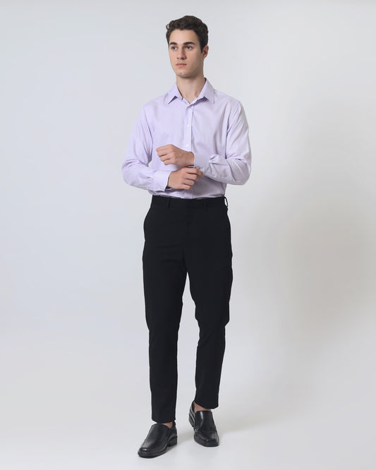 Quieti Modern Fit, Pink dobby stripe, Long Sleeve Woven Shirt