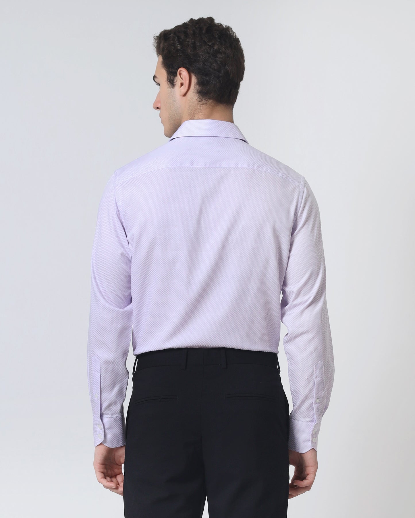 Quieti Modern Fit, Pink dobby stripe, Long Sleeve Woven Shirt