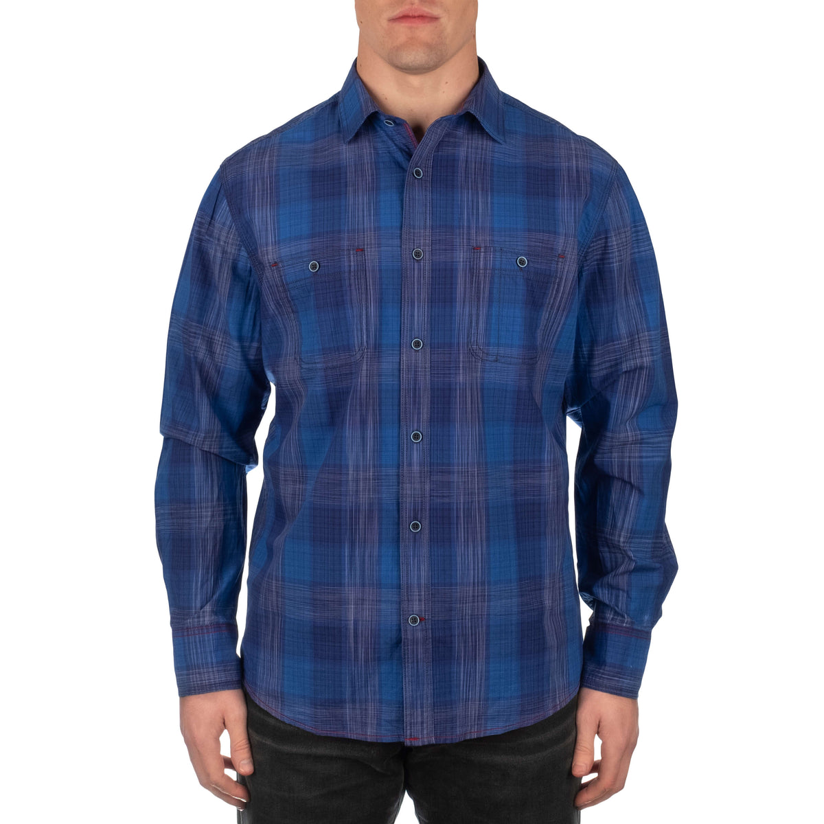 Bisbee Men&#39;s Long Sleeve Blue Plaid Shirt
