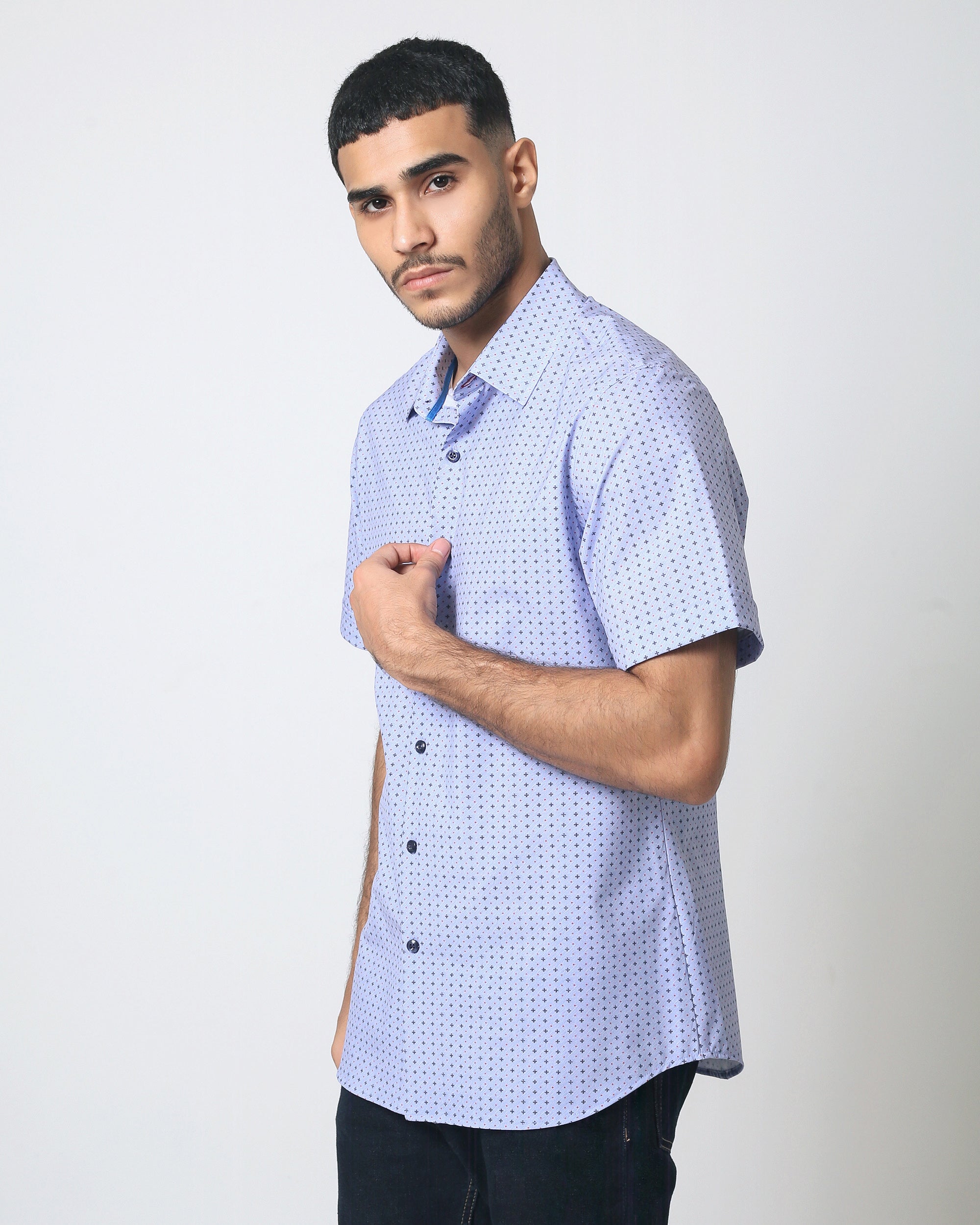 quieti dress shirts Quieti Botanical Print Long Sleeve Woven Shirt, Mens, M, Navy