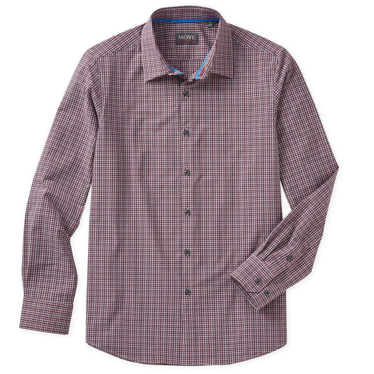 Barrie Men&#39;s Long Sleeve Burgundy Plaid Shirt