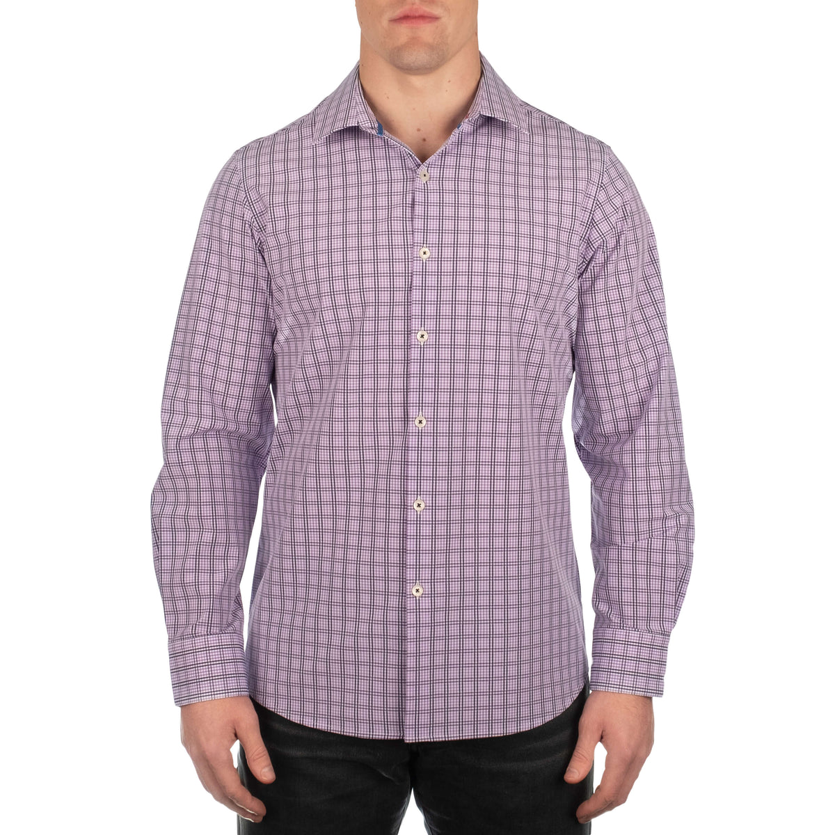 Tyson Men&#39;s Long Sleeve Lavender Plaid Shirt