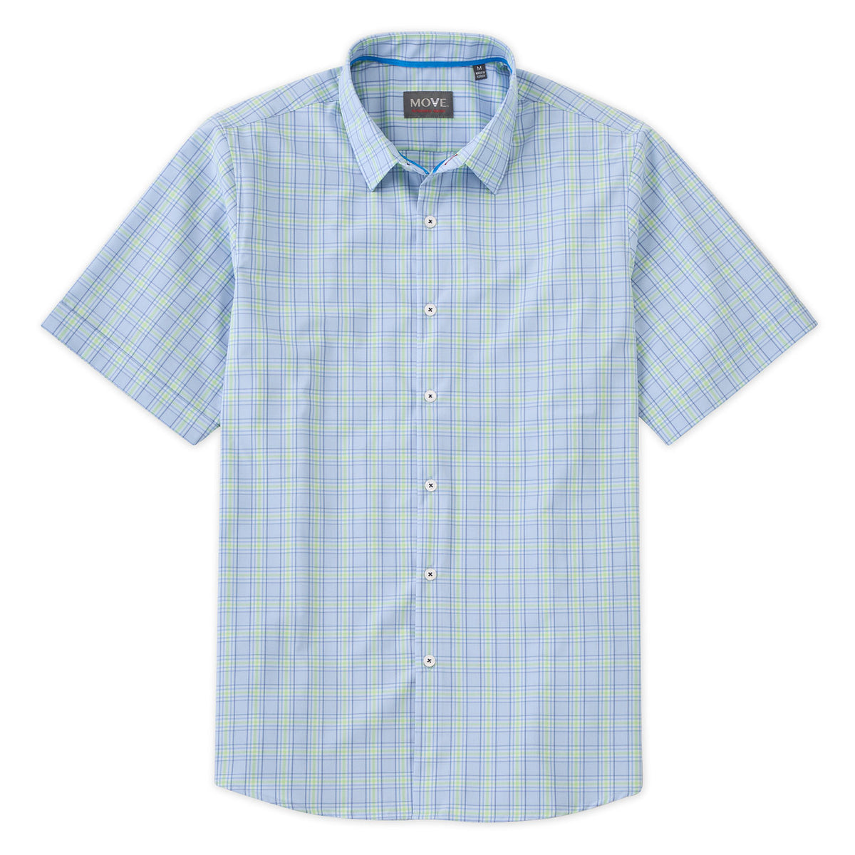 Kevin Men&#39;s Short Sleeve Blue Mini Check Shirt