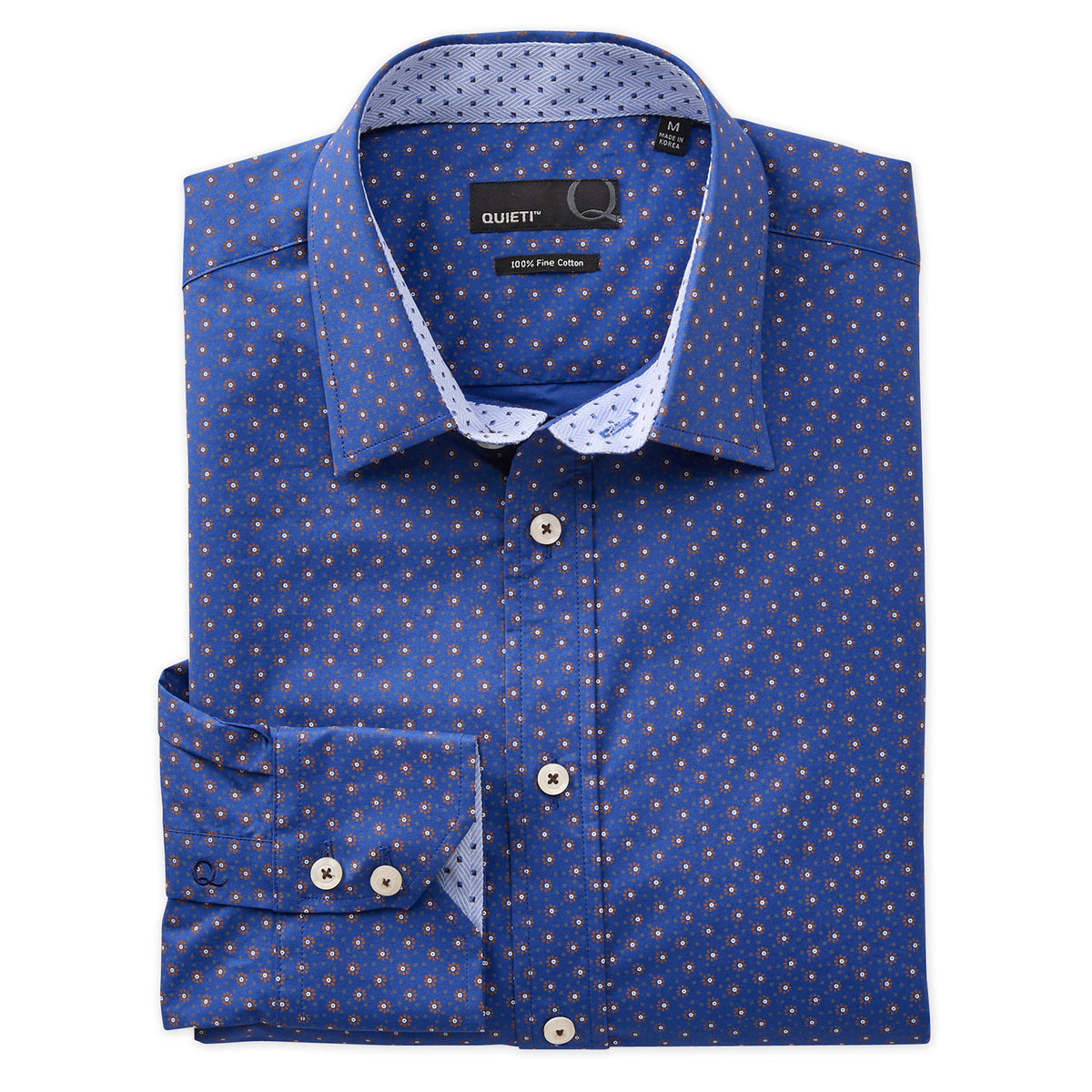 London Men&#39;s Long Sleeve Medium Blue Geo-Print Shirt