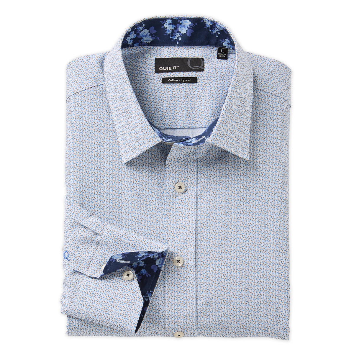 Verona Men&#39;s Long Sleeve Mini Print Shirt
