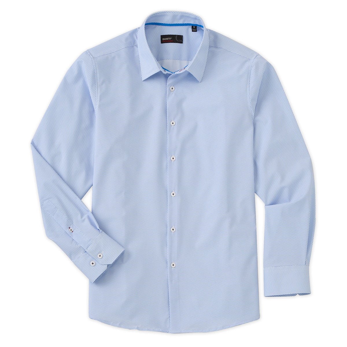 Adam Men&#39;s Long Sleeve Blue Geo Mini Print Shirt