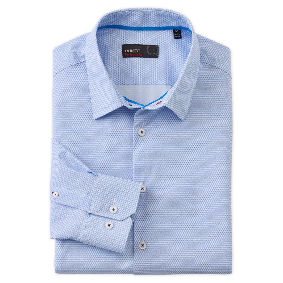 Adam Men&#39;s Long Sleeve Blue Geo Mini Print Shirt