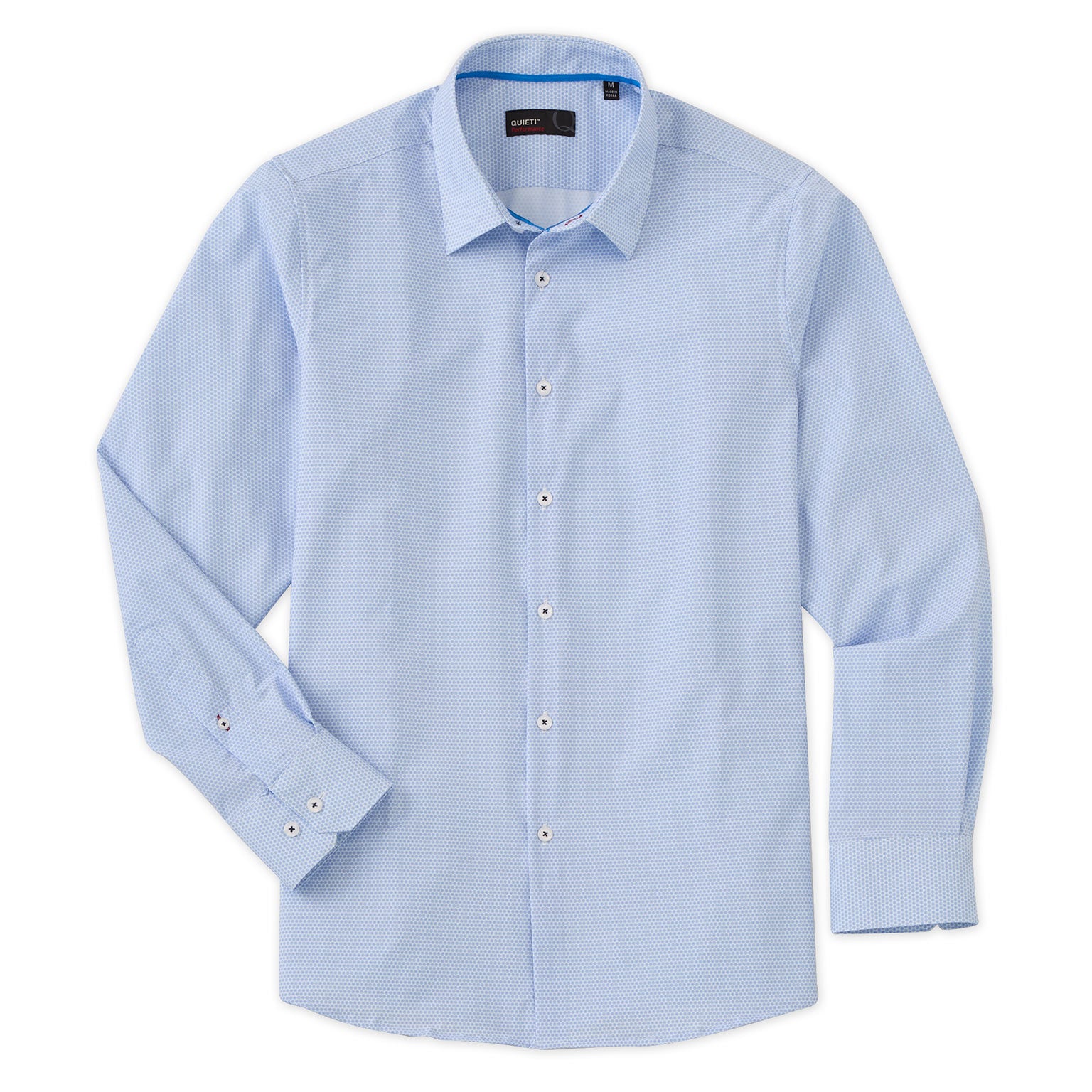 Adam Men's Long Sleeve Blue Geo Mini Print Shirt