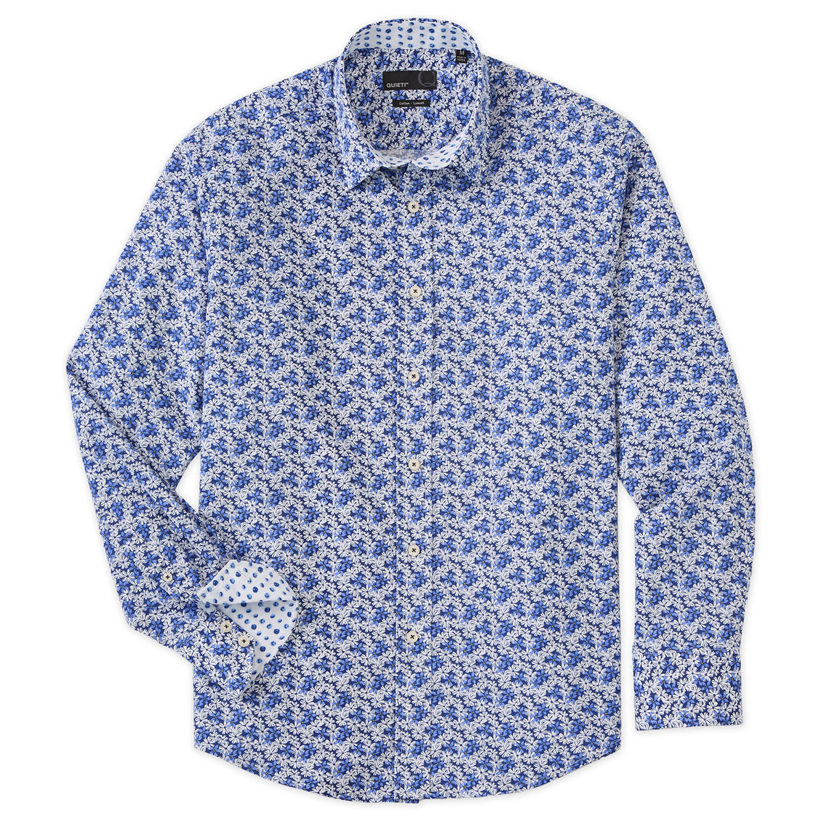 Ben Men&#39;s Long Sleeve Blue Floral Print Shirt