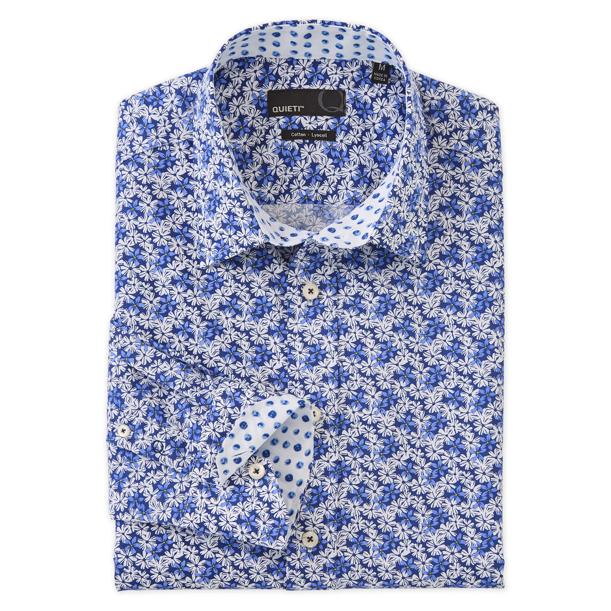 Ben Men&#39;s Long Sleeve Blue Floral Print Shirt