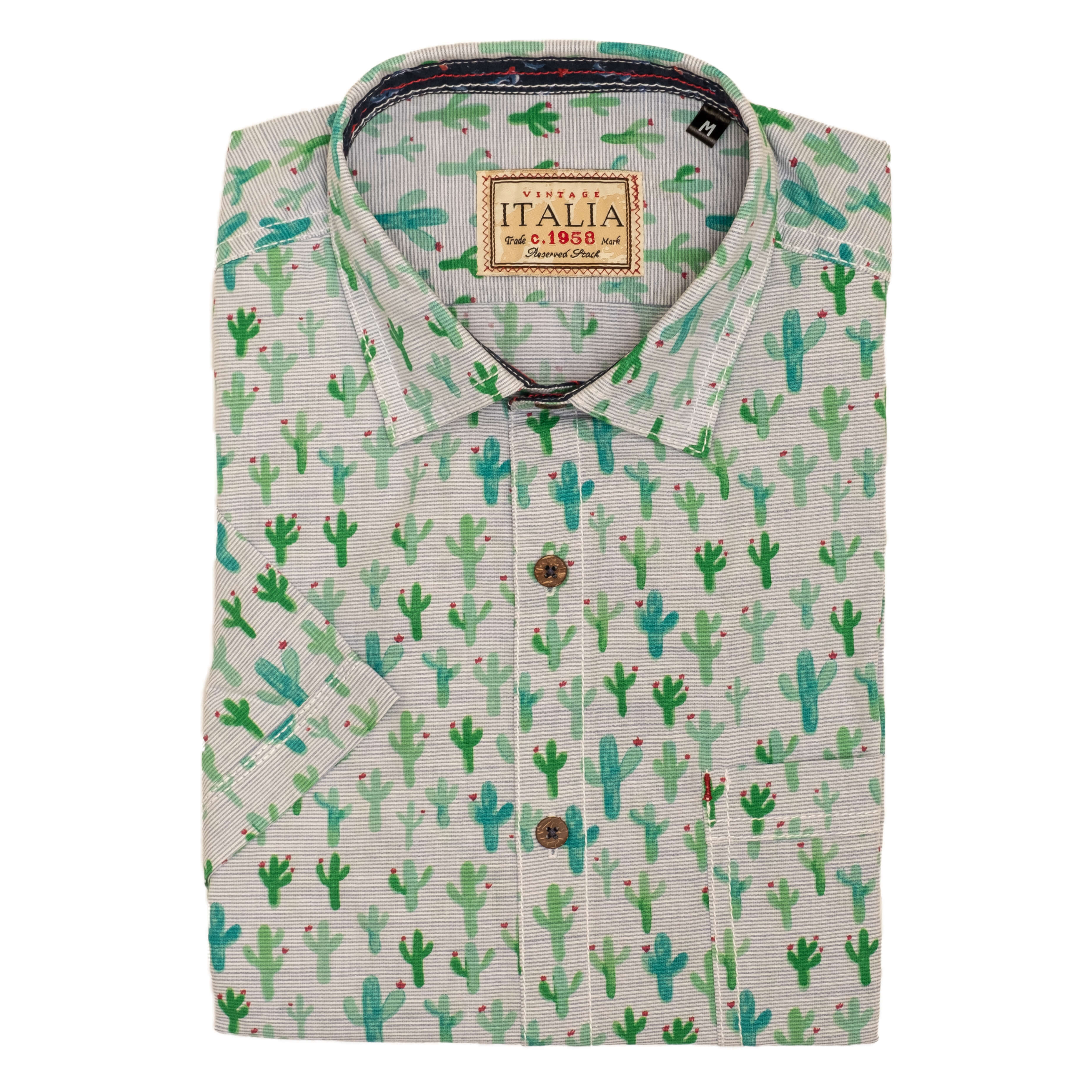 Fulton Men's Short Sleeve Brown Cactus Print Shirt