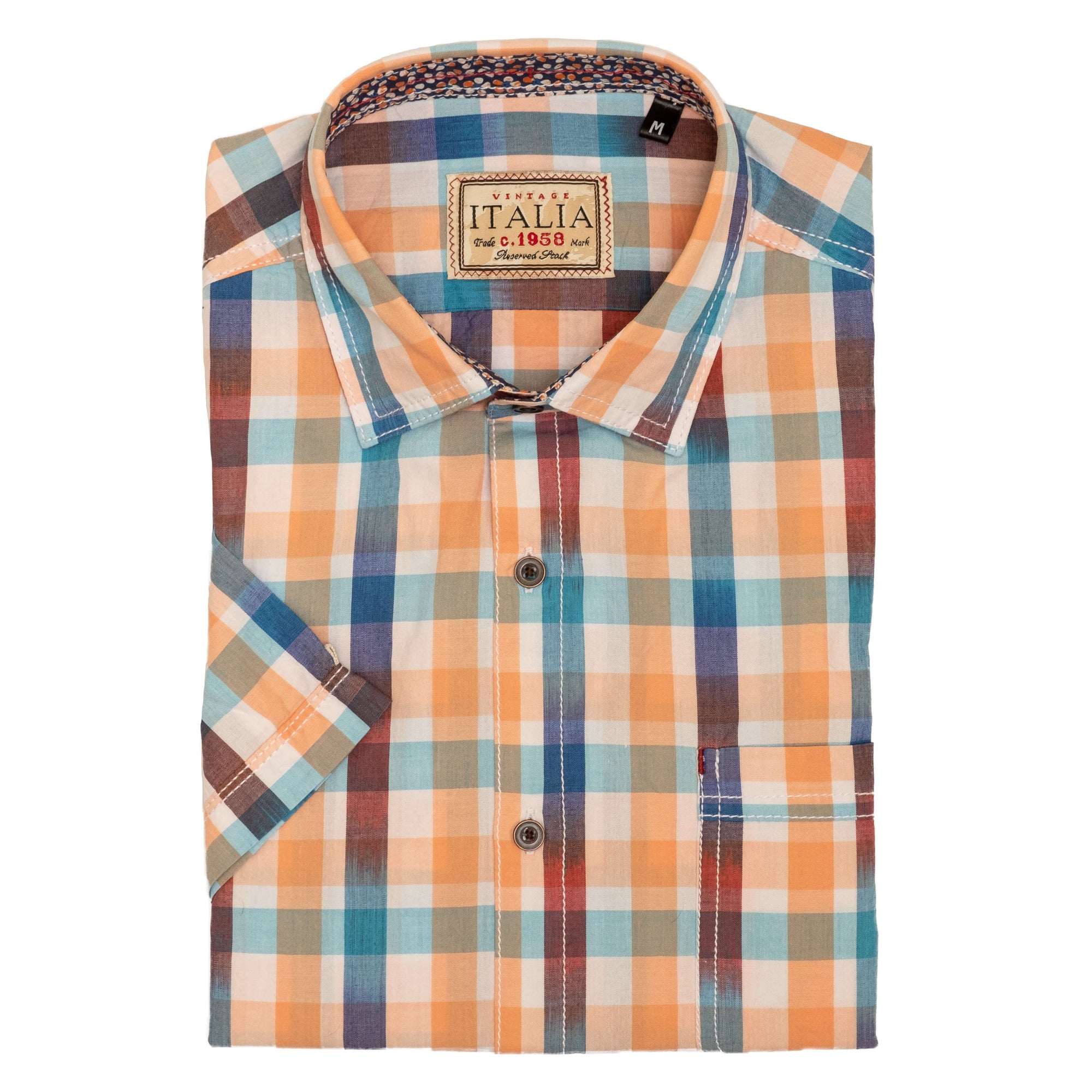 Columbia Men's Short Sleeve Peach Check Shirt
